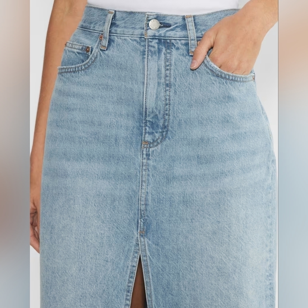 Aritzia Denim Forum The '90s Halle Midi Pockets Jean Women's Denim Skirt Size 31 - Picture 3 of 16